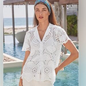 Johnny Was Marietta White Eyelet Blouse